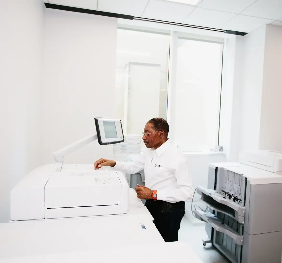 working standing at print station