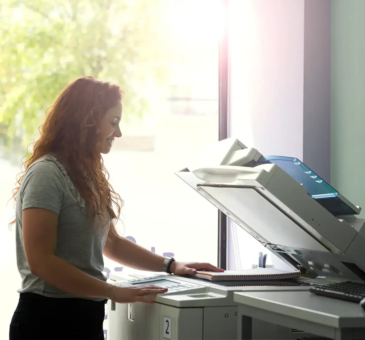 office worker scanning document